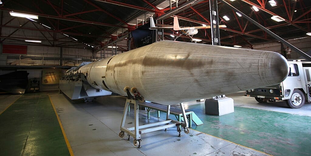 A South African RSA-3 LEO Rocket from their apartheid-era nuclear weapons program, in a museum warehouse.