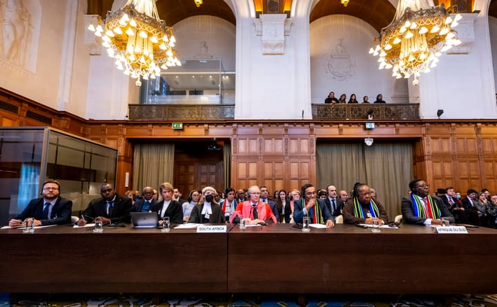 Photograph of Members of the South African Delegation at the ICJ, January 2024. Photo credit: ICJ